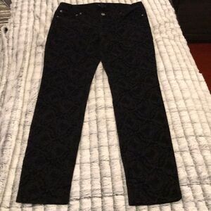 Paisley printed black skinny jeans